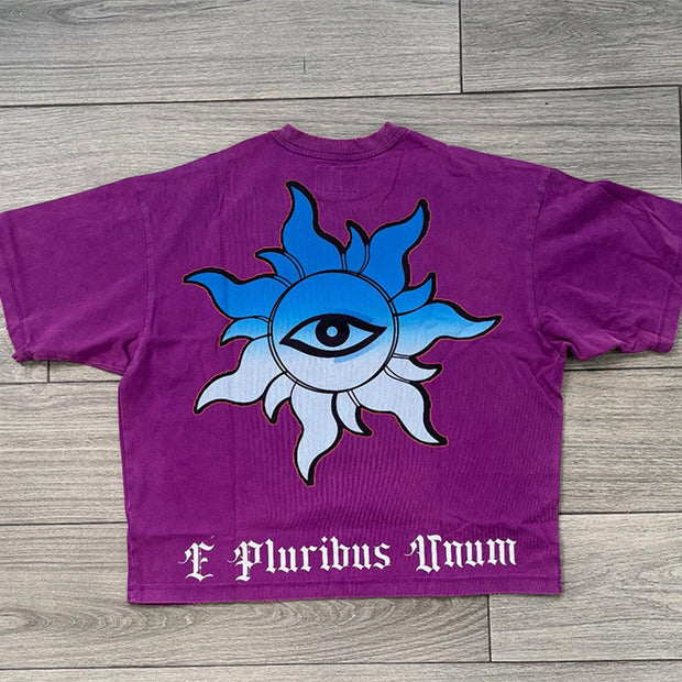 Casual car print crew neck T-shirt