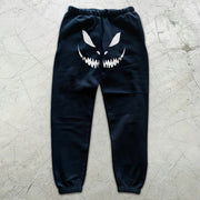 Devil Smiley Graphic Print Elastic Sweatpants