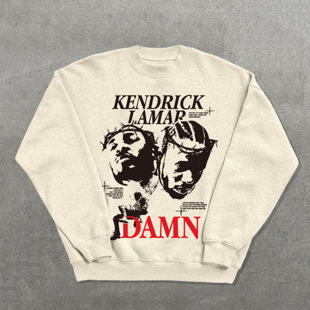 Casual Kendrick Lamar Printed Crew Neck Sweatshirt