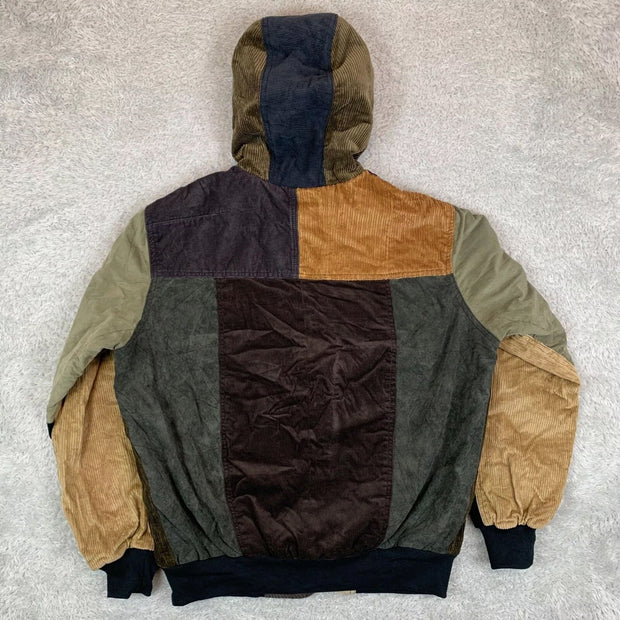 Vintage Corduroy Zipper Contrast Jacket
