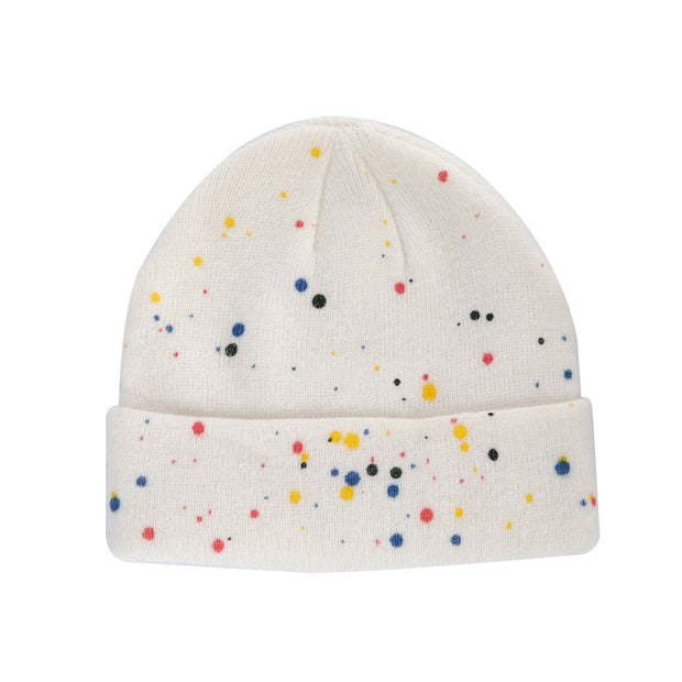 Spray-painted colorful polka dot graffiti wool knitting hat