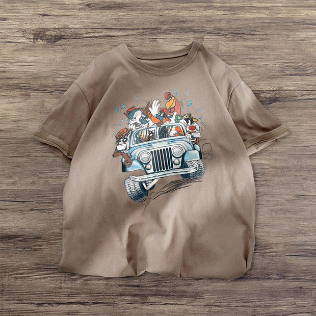 Cartoon print fashion short-sleeved T-shirt