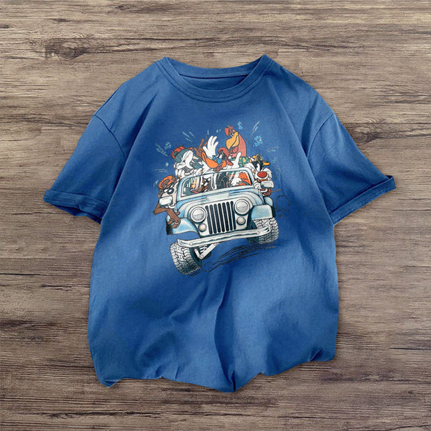 Cartoon print fashion short-sleeved T-shirt