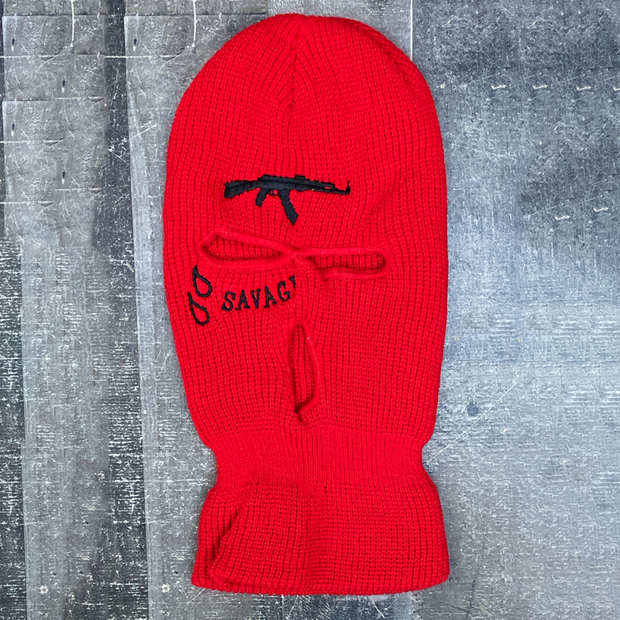 Street style firearms printed knitted mask hat