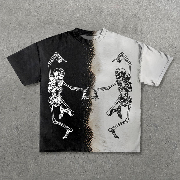 Skull Color Contrast Print Short Sleeve T-Shirt