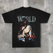 Casual round neck loose printed T-shirt