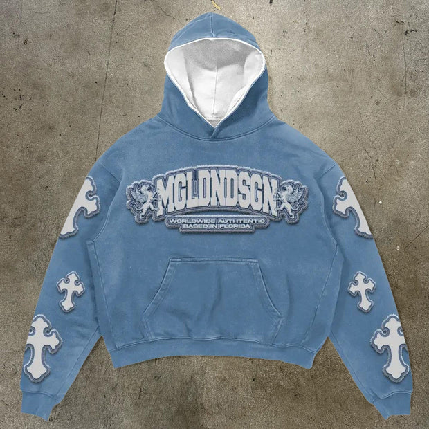 Mgldndsgn Cross Print Long Sleeve Hoodies