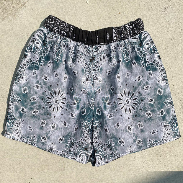 Tie-dyed cashew flower retro shorts