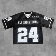 Fly Individual NO.24 Print Short Sleeve V-neck T-Shirt