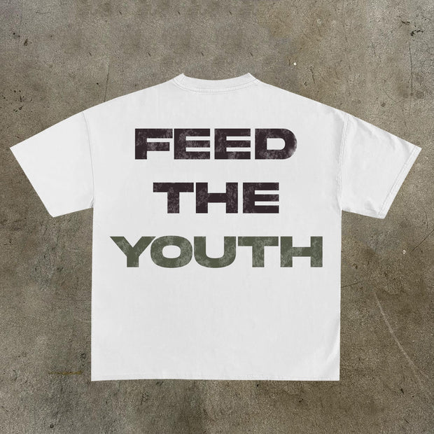 Feed The Youth Print Short Sleeve T-Shirt