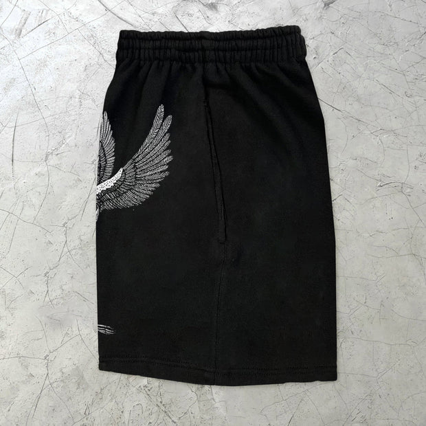 Skull Statement Butterfly Pattern Street Sports Shorts
