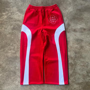 Personalized patchwork contrasting color casual trousers