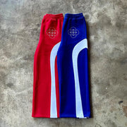 Personalized patchwork contrasting color casual trousers