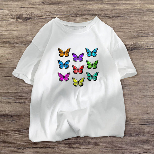 Little Butterfly Retro Casual Short Sleeve T-Shirt