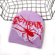 Love spider web jacquard knitted hat