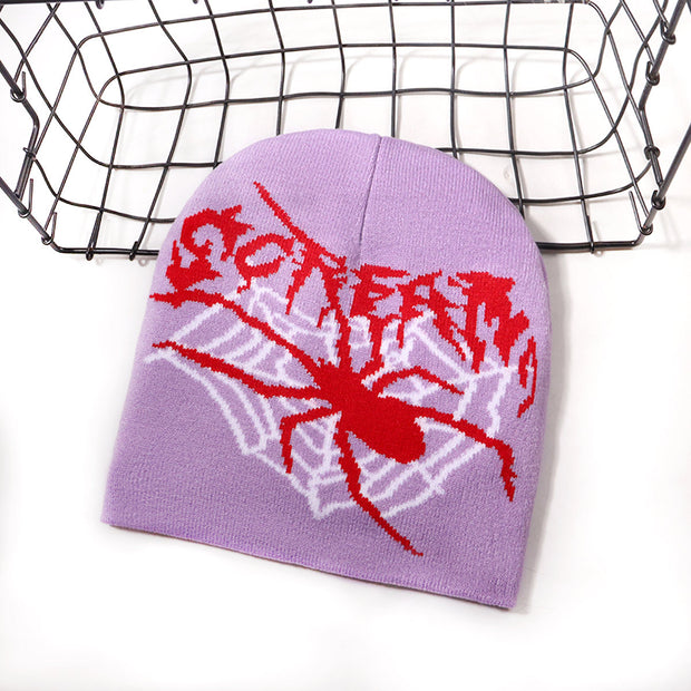 Love spider web jacquard knitted hat