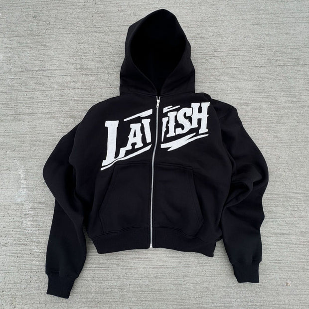 Lavish Print Long Sleeve Zipper Hoodies