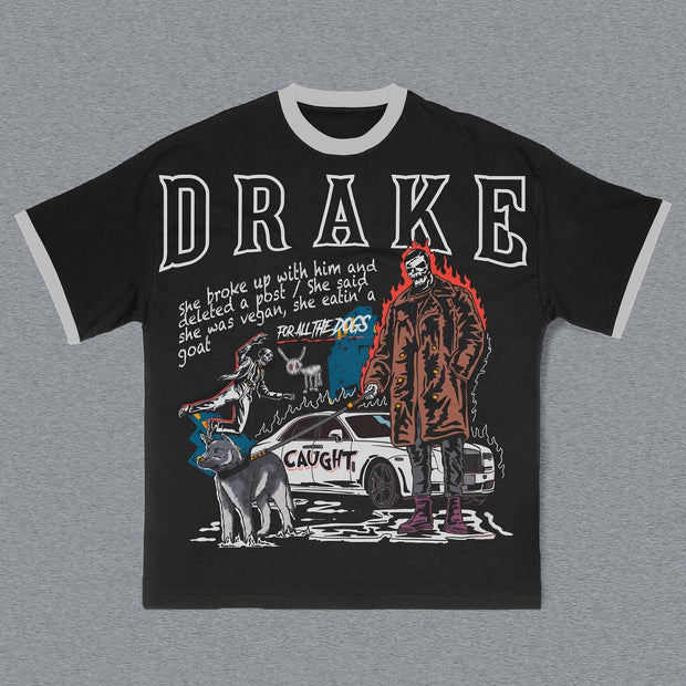 Contrast Color Print Short Sleeve T-shirt