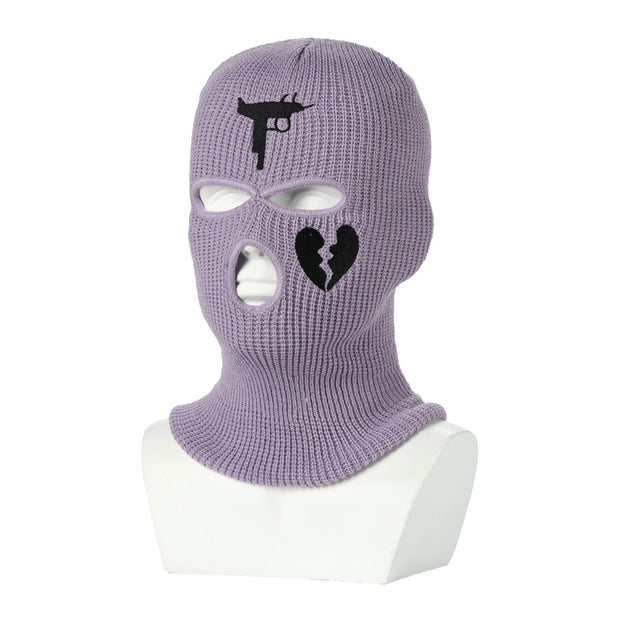 Knitted Ski Hat Outdoor Cycling Three Hole Mask Balaclava Head Cover