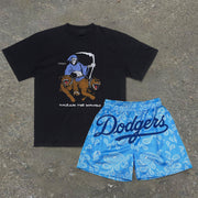 Tide Brand Print Fashion Short Sleeve Shorts Suit