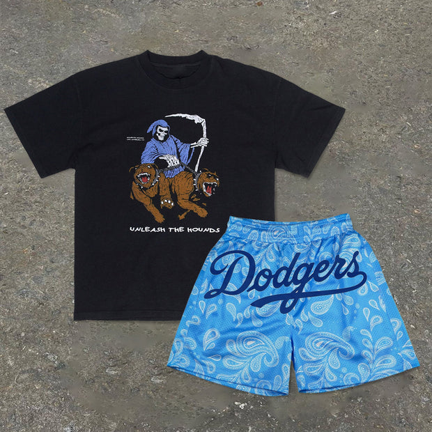 Tide Brand Print Fashion Short Sleeve Shorts Suit