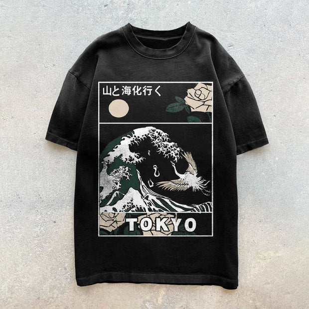 Artistic pattern Japanese style short-sleeved T-shirt
