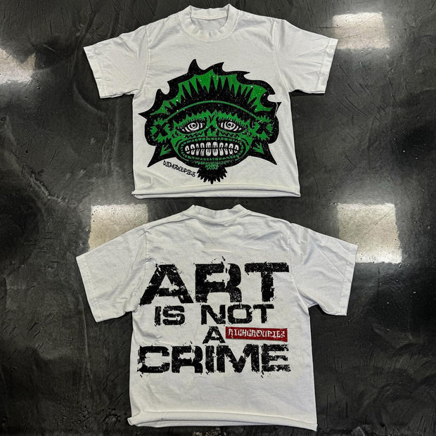 Art Is Not A Crime Print Short Sleeve T-Shirt