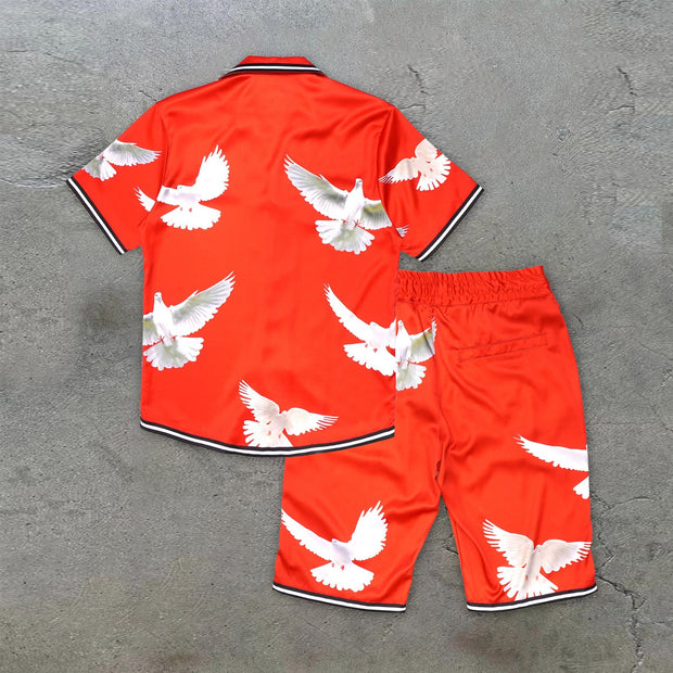 Fashion Retro Noble Luxury Printed Shirt Street Suit