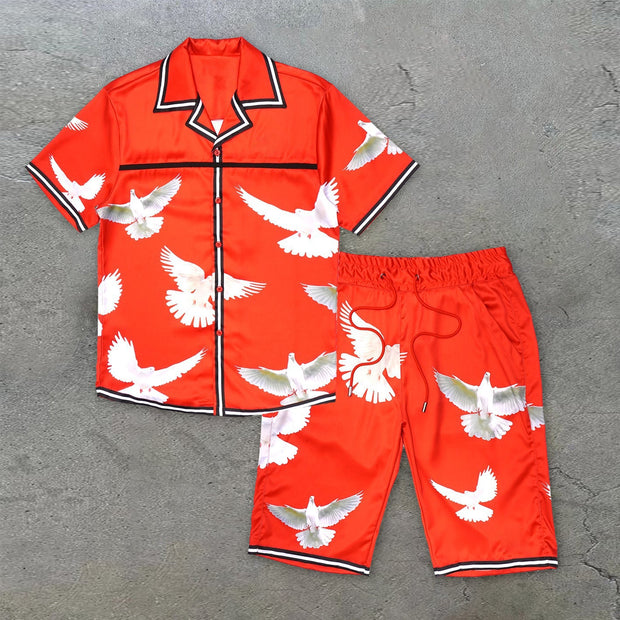 Fashion Retro Noble Luxury Printed Shirt Street Suit