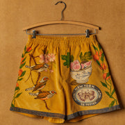 Street-style retro hand-painted print baggy shorts