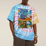 Casual street style tie-dye crew neck print short sleeve men