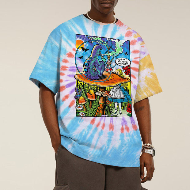 Casual street style tie-dye crew neck print short sleeve men