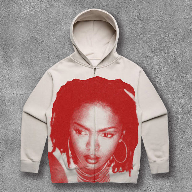 Personality Musicians Print Long Sleeve Zipper Hoodies