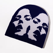 Double Face Woman Pattern Knitted Hat