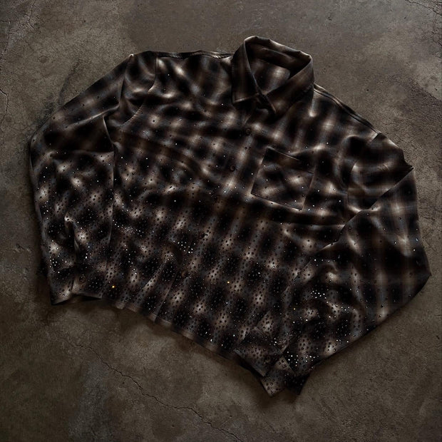 Starry sky casual screenshot vintage plaid flannel shirt