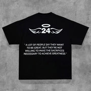 No.8/24 Letters Print Short Sleeve T-Shirt