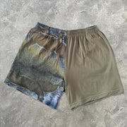 Vintage fawn print casual tie-dye shorts