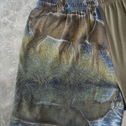 Vintage fawn print casual tie-dye shorts