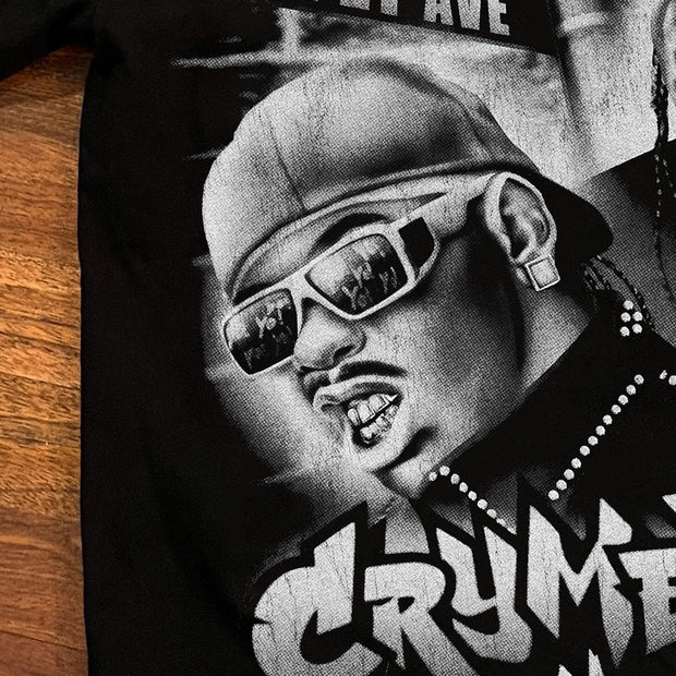 Crime Tyme Casual Street Wrestling Print T-Shirt
