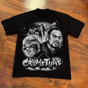 Crime Tyme Casual Street Wrestling Print T-Shirt