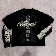 Fashion Fake Two Character Print Long Sleeve T-Shirt