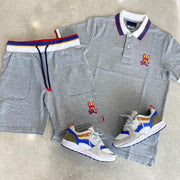 Casual polo collar short sleeve shorts suit