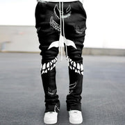 Evil Smile Print Vintage Street Flare Pants