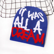 Lettering jacquard knitted hat