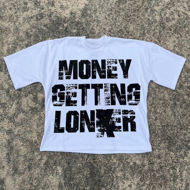 Money Getting Longer Print Short Sleeve T-Shirt