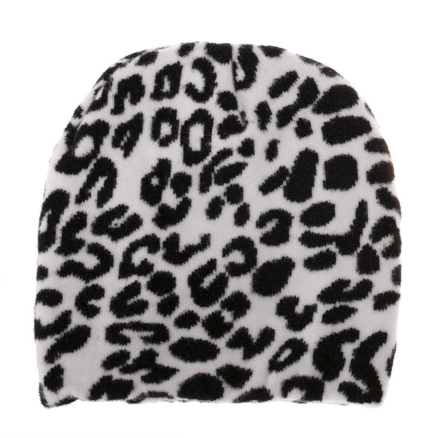 Striped knitted hat pullover hat black and white elements cow wool hat