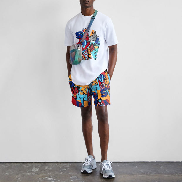 Fashion casual printed short sleeve suit