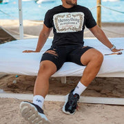 Retro fashion print round neck short sleeve top