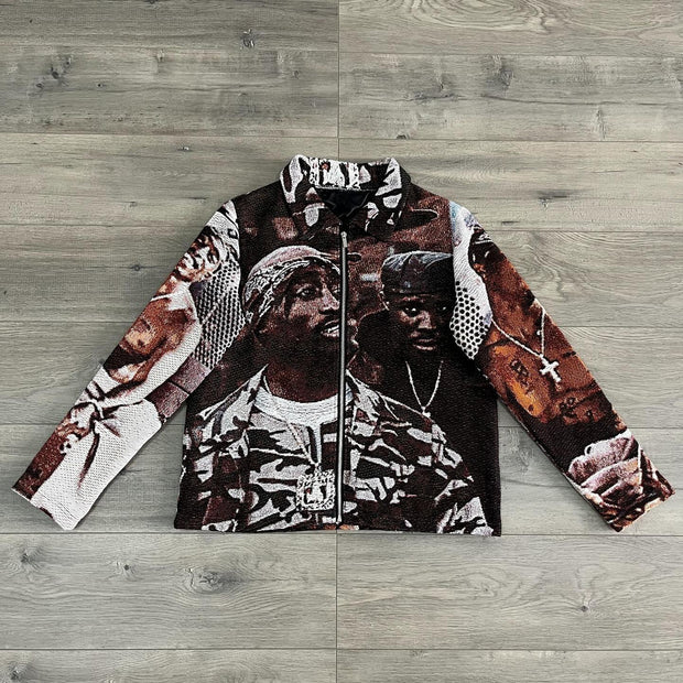 Personalized Figure Print Zipped Jacket