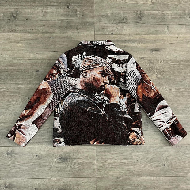 Personalized Figure Print Zipped Jacket